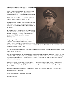 A preview of a PDF biography for Wadeson, Thomas Edward
